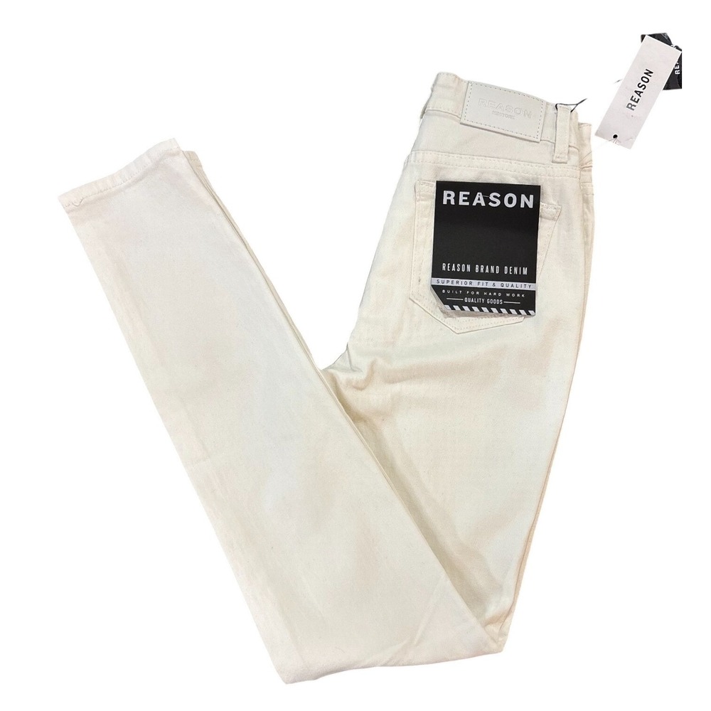 REASON Premium Denim Womens 7 White Skinny Jeans Stretch‎ Denim NEW